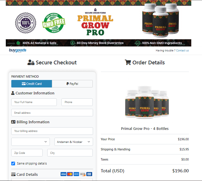 Primal Grow Pro Order Page